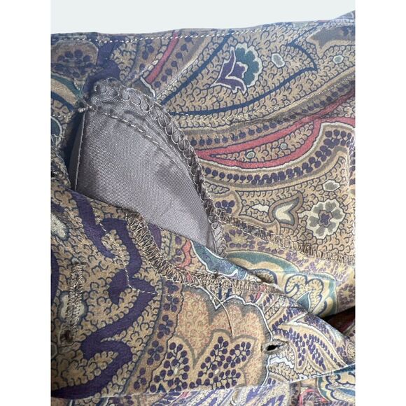 Vintage 90s Liz Claiborne Size 4P Brown Silk Paisley Blouse Top Career Work - Picture 7 of 11